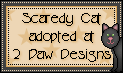 Click here to adopt Scaredy Cat at 2 Paw Designs.