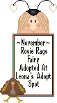 Click here to adopt your November Rosie Rags Fairy at Leona's Adopt Spot.